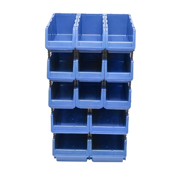 Stand cu 13 cutii pentru depozitare / organizare, cutie din plastic albastra, 510x400x1000mm