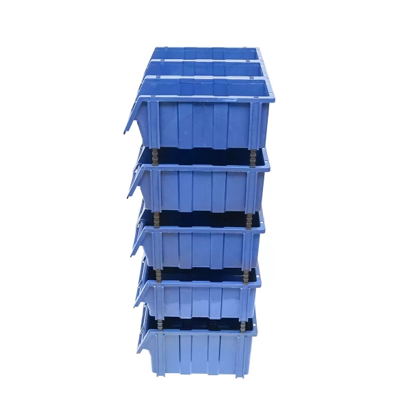Stand cu 13 cutii pentru depozitare / organizare, cutie din plastic albastra, 510x400x1000mm