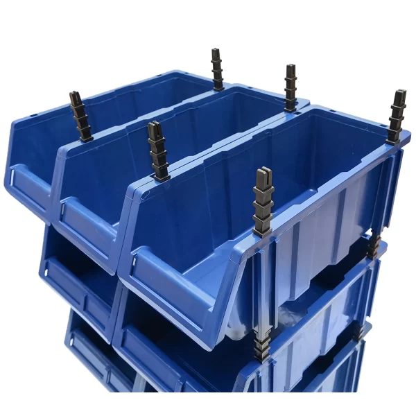 Stand cu 13 cutii pentru depozitare / organizare, cutie din plastic albastra, 510x400x1000mm