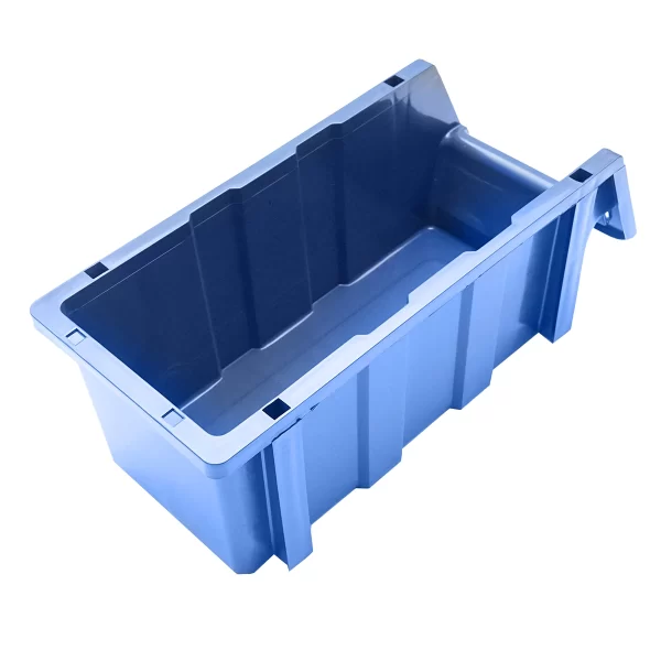 Stand cu 16 cutii pentru depozitare / organizare, cutie din plastic albastra, 680x510x1100mm