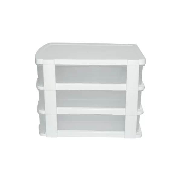 Cutie depozitare plastic cu 3 sertare alba 270x192xH198mm