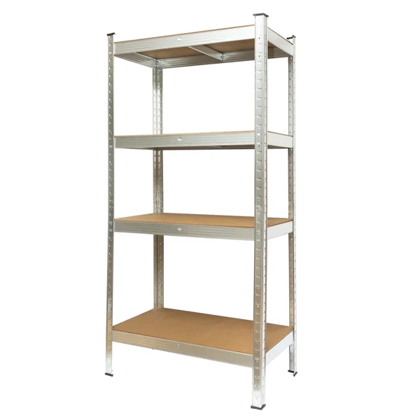 Raft metalic cu 4 polite MDF, 144x60x30cm, 50kg/polita, montaj fara suruburi Breckner Germany