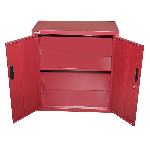 Dulap metalic rosu cu o polita si 2 usi securizate 750x750x350mm