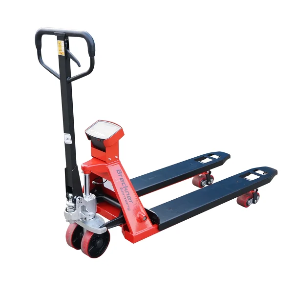 Transpalet manual 2T cu cantar electronic si roata de silicon Breckner Germany