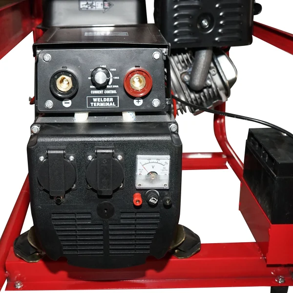 Generator electric si sudura 200A, 5KW/220V cu motor pe benzina 15 CP, pornire cheie Breckner Germany
