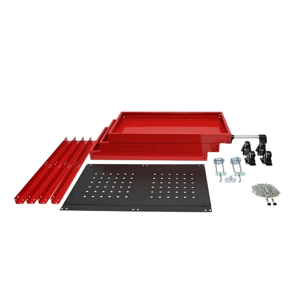 Carucior metalic pe roti cu 3 rafturi si suporti pentru scule 670x370x730mm