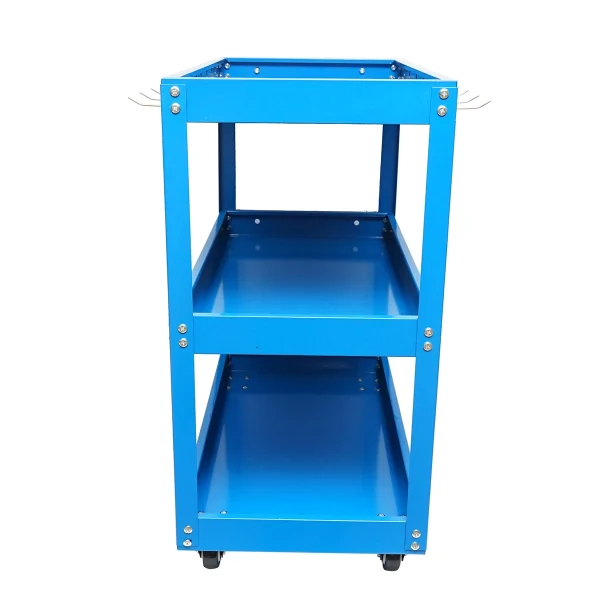 Carucior metalic pe roti cu 3 rafturi si suporti pentru scule 660x360x730mm