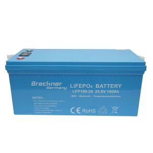 Baterie Li-ion LifePo4 25.6V, 100Ah cu BMS, Bluetooth, LCD display si protectie temperatura Breckner Germany