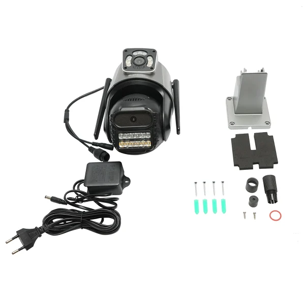 Camera de supraveghere lentila duala 6 MP, P2P WIFI 2.4G, rotire 360 grade PTZ cu senzor de miscare, sirena, detectie umana si aplicatie iCSee