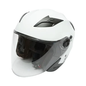 Casca moto tip jet alba, model urban cu viziera transparenta si ochelari de soare, marimea XL