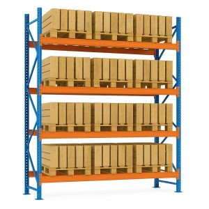 Raft depozitare paleti pe 4 niveluri, 29.7m lungime, 1m adancime, 3.2m inaltime, capacitate 132 paleti (12x11)