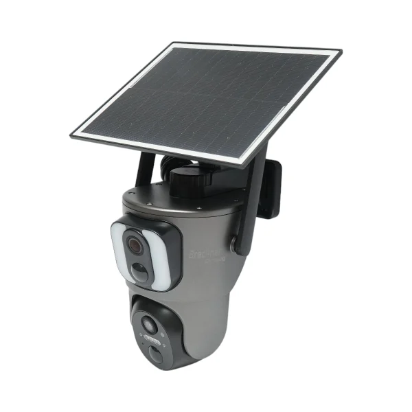 Camera supraveghere cu lentila duala 6MP, 4G, WIFI 2.4 GHz cu panou solar, baterie 13500 mAh, PTZ control, senzor miscare, detectie umana PIR, smart IR night vision si aplicatie Ubox
