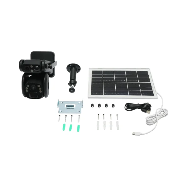 Camera supraveghere cu lentila duala 6MP, 4G, WIFI 2.4 GHz cu panou solar, baterie 9000 mAh, PTZ control, senzor miscare, detectie umana PIR, night vision si aplicatie Ubox