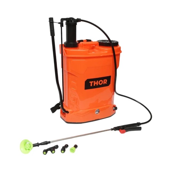 Pompa de stropit, vermorel 2 in 1 manuala si electrica cu rezervor 16L, baterie 12V/8Ah, 4 duze, debit 3.1 l/min THOR