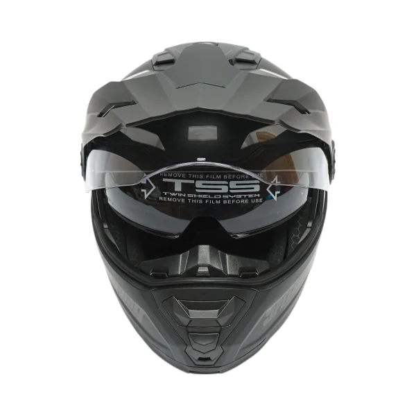 Casca motocross integrala negru mat cu viziera transparenta si ochelari de soare, marimea L Lion