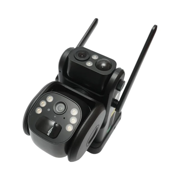 Camera supraveghere cu lentila duala 6MP, 4G, WIFI 2.4 GHz cu panou solar, baterie 9000 mAh, PTZ control, senzor miscare, detectie umana PIR, night vision si aplicatie Ubox