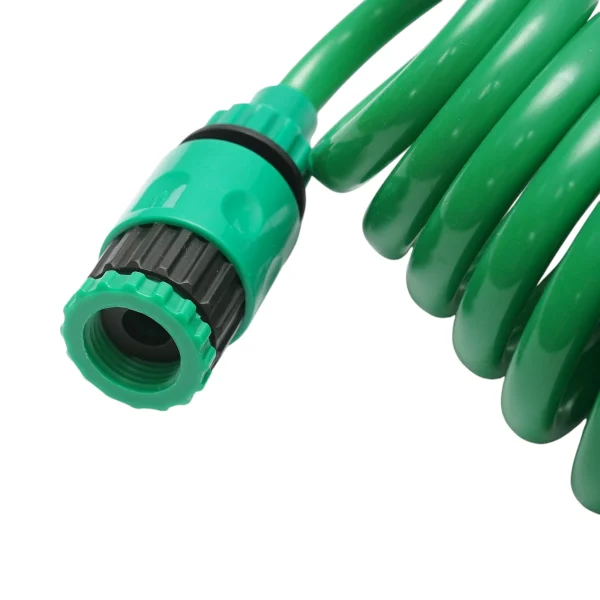 Furtun de gradina spiralat extensibil 7.5m cu pistol reglabil 7 functii, adaptor 3/4, cupla rapida 1/2