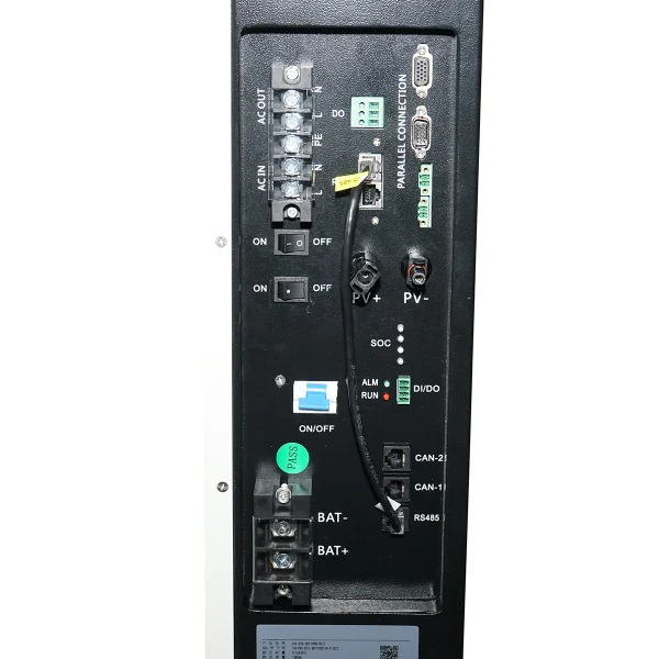 Invertor solar hybrid 5 KW ON/OFF GRID cu baterie Li-ion LifePo4 51.2V, 100Ah integrata, BMS, monofazic IP54