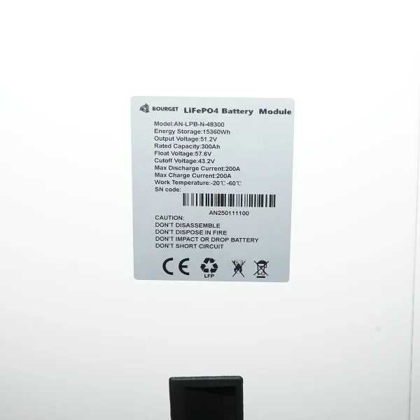 Baterie Li-ion LifePo4 51.2V, 300Ah cu BMS, deep cycle, display LCD 786x390x260mm IP54 Bourget