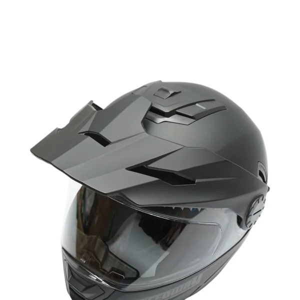 Casca motocross integrala negru mat cu viziera transparenta si ochelari de soare, marimea L Lion